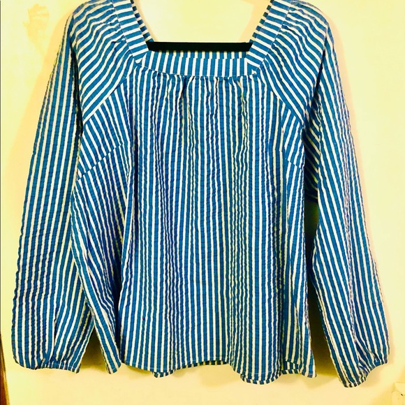 Denim & Co. Seersucker Square Neck Blouse - Picture 2 of 4